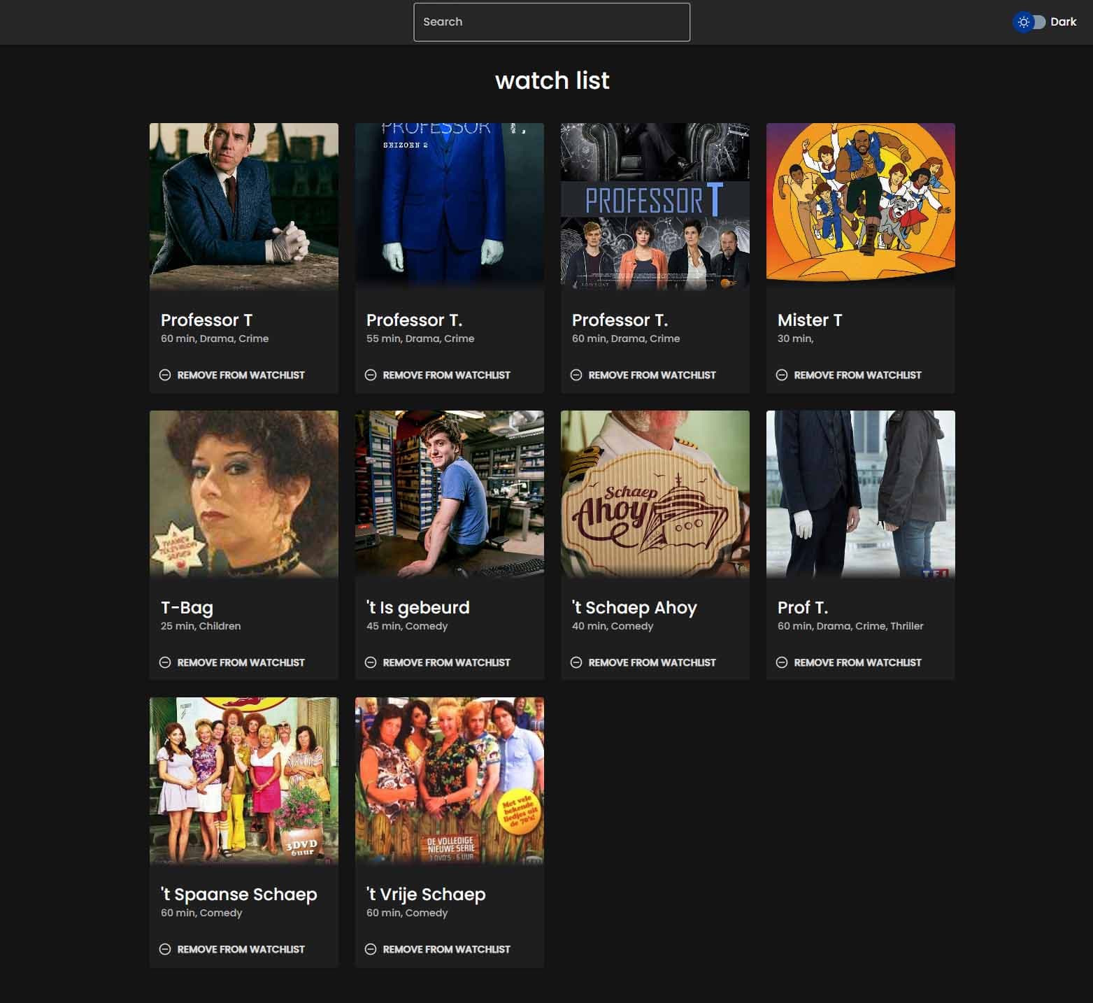 TV shows streaming platform